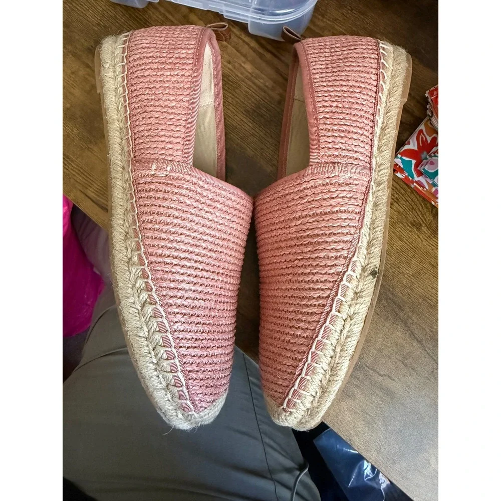 Sam Edelman Khloe Espadrille Flats Pink Raffia Rose Rope‎ Slip On Loafers 9.5
